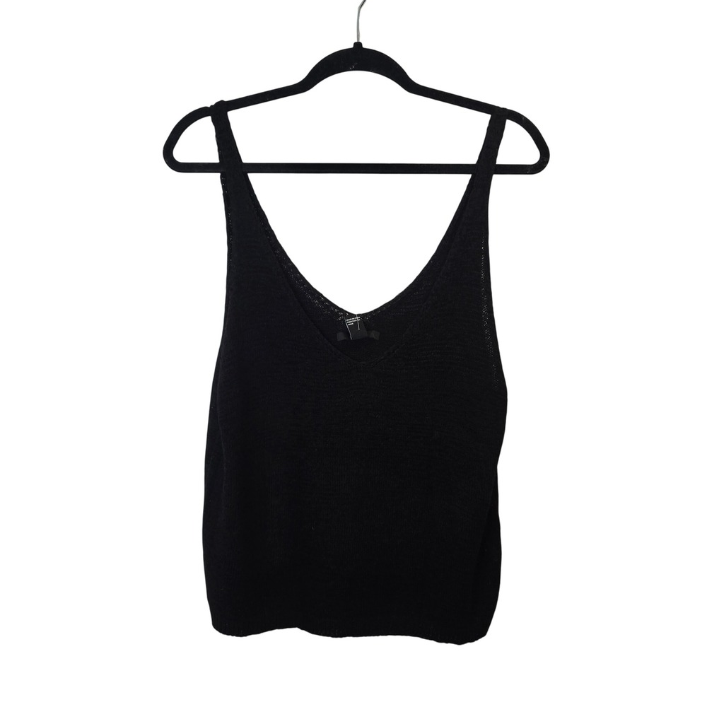Forever 21 Knit Tank Top Women Large Black NWT V-Neck Open Sweater Camisole